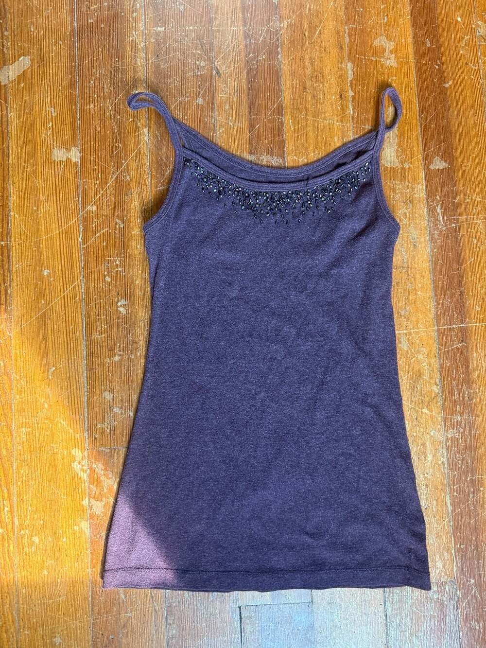 Mossimo Supply Co. Purple Beaded Spaghetti Strap Tank Top Size M